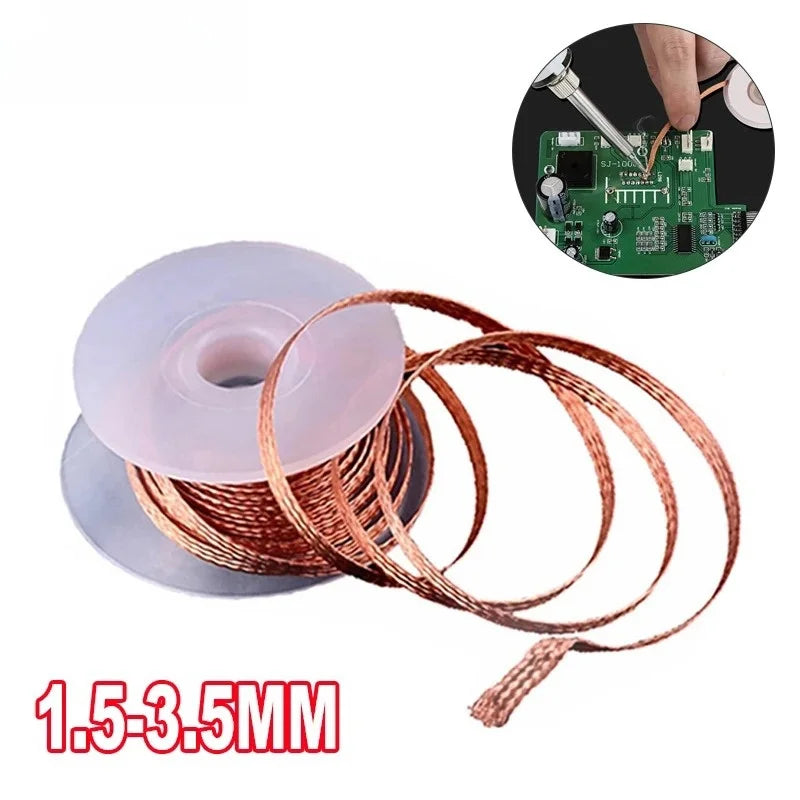 1.5-3.0mm Desoldering Mesh Braid Tape Copper Welding Point Solder Remover  Wire Soldering Wick Tin Lead Cord Flux For Soldering